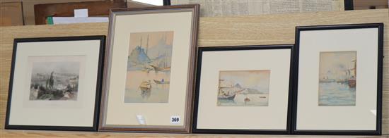 Four assorted pictures, Views of Constantinople, largest 21 x 15cm